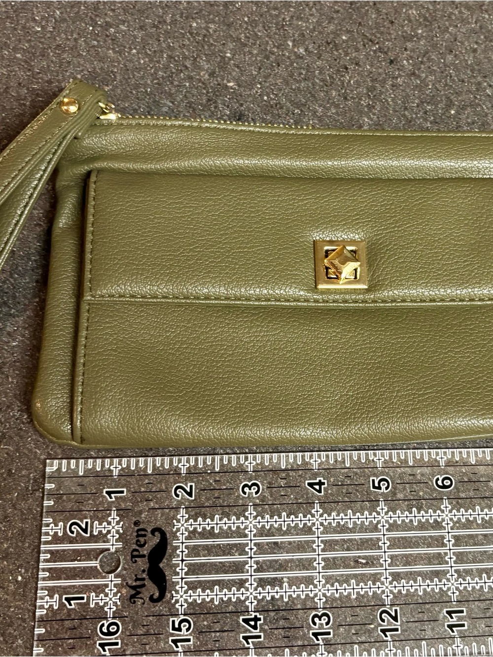 Charming Charlie Olive Green Colored Wristlet Clutch